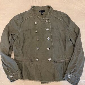 INC Olive Green Double-Breasted Jacket Soldier Military Fall
